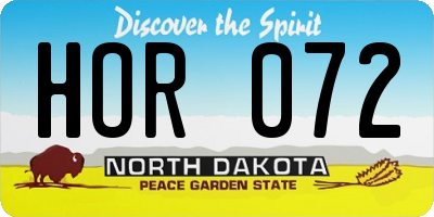 ND license plate HOR072
