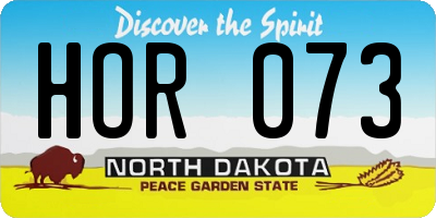 ND license plate HOR073