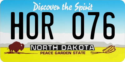 ND license plate HOR076