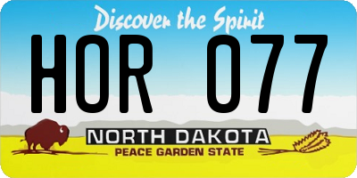 ND license plate HOR077
