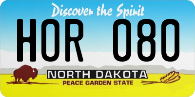 ND license plate HOR080