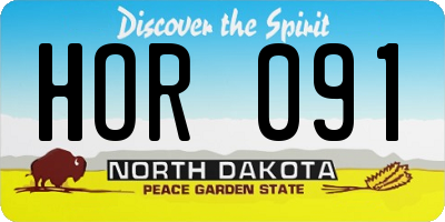 ND license plate HOR091