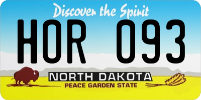 ND license plate HOR093
