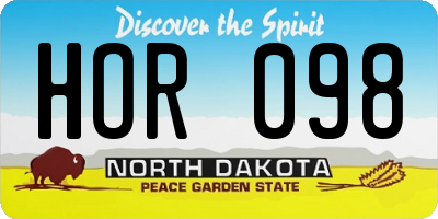 ND license plate HOR098
