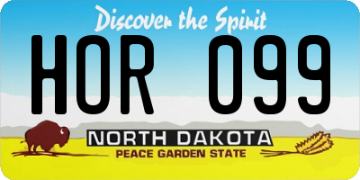 ND license plate HOR099