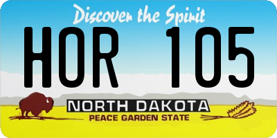 ND license plate HOR105