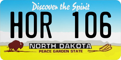 ND license plate HOR106