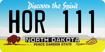 ND license plate HOR111