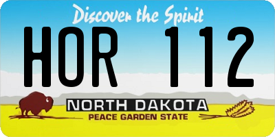 ND license plate HOR112