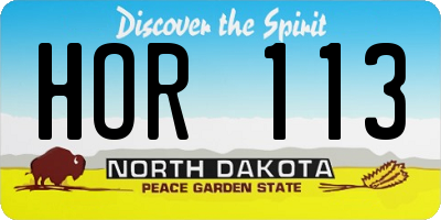 ND license plate HOR113