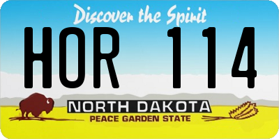 ND license plate HOR114
