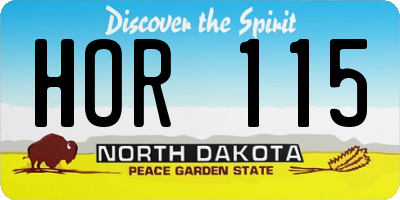 ND license plate HOR115