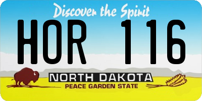 ND license plate HOR116