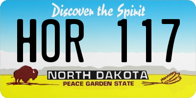 ND license plate HOR117