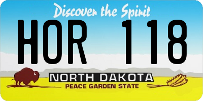 ND license plate HOR118