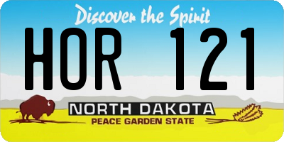 ND license plate HOR121