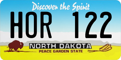 ND license plate HOR122