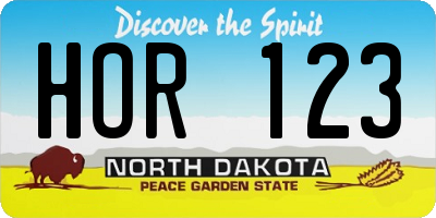 ND license plate HOR123