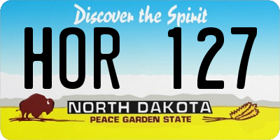ND license plate HOR127