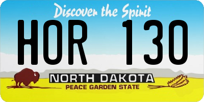 ND license plate HOR130