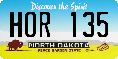 ND license plate HOR135