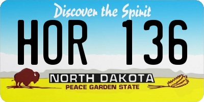 ND license plate HOR136