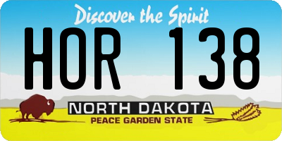 ND license plate HOR138