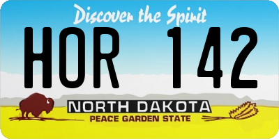 ND license plate HOR142