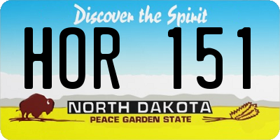 ND license plate HOR151