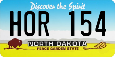 ND license plate HOR154