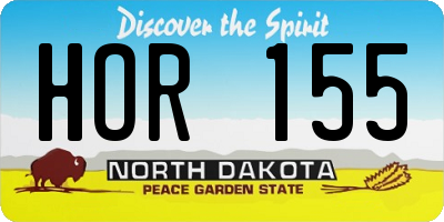 ND license plate HOR155