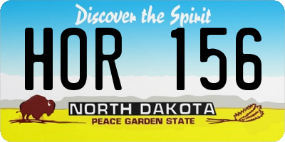 ND license plate HOR156