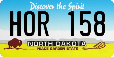 ND license plate HOR158