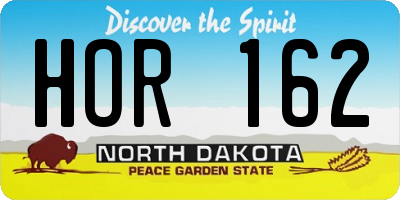 ND license plate HOR162