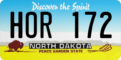 ND license plate HOR172