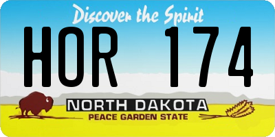 ND license plate HOR174
