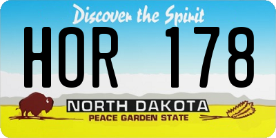 ND license plate HOR178