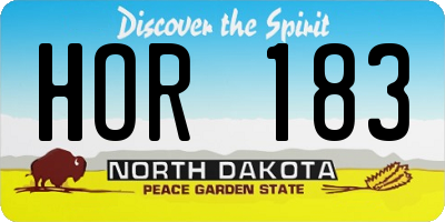 ND license plate HOR183