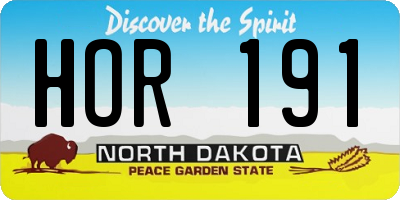 ND license plate HOR191