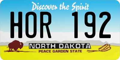 ND license plate HOR192