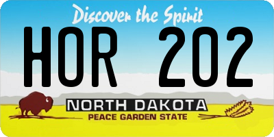 ND license plate HOR202