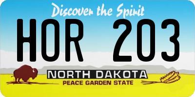 ND license plate HOR203