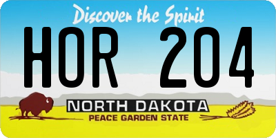 ND license plate HOR204