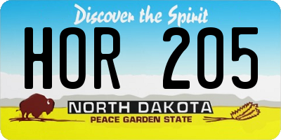 ND license plate HOR205