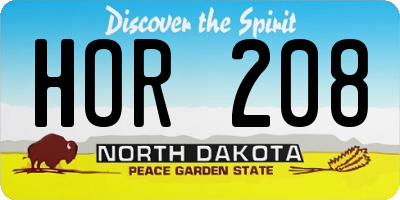 ND license plate HOR208