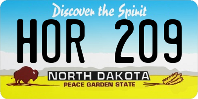 ND license plate HOR209