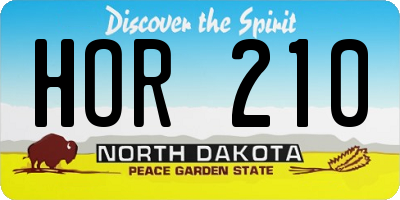 ND license plate HOR210
