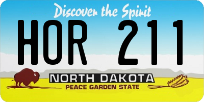 ND license plate HOR211