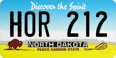 ND license plate HOR212