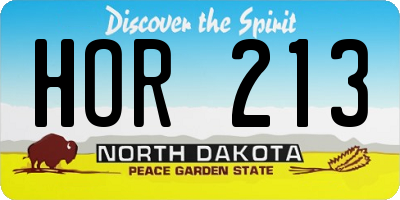 ND license plate HOR213